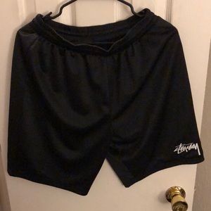 Stussy black fishnet basketball gymathletic shorts